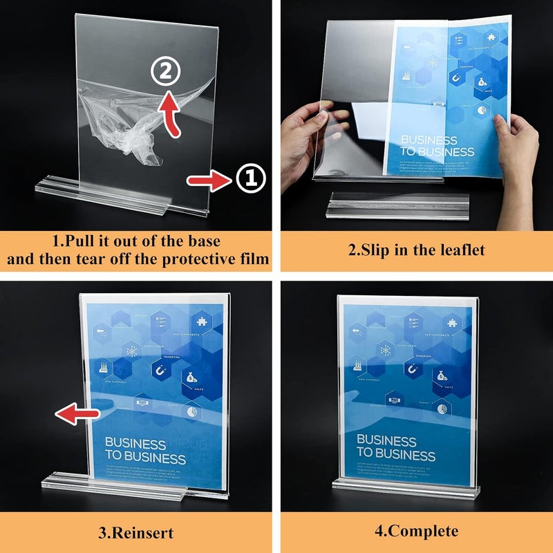 Arrobust Acrylic Sign Holder 8.5 x 11, Double Sided Clear Acrylic Display Table Signs Stand, T Shape Flyer Holder Plastic for Picture Paper Frame Holder Home Office Menu Retail Show Fair, 6 Pack - Image 5